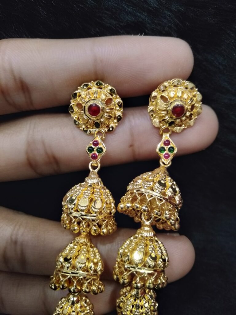 gold heavy jhumka - gold zuba earring - gold earring jhumka - prasad alankar