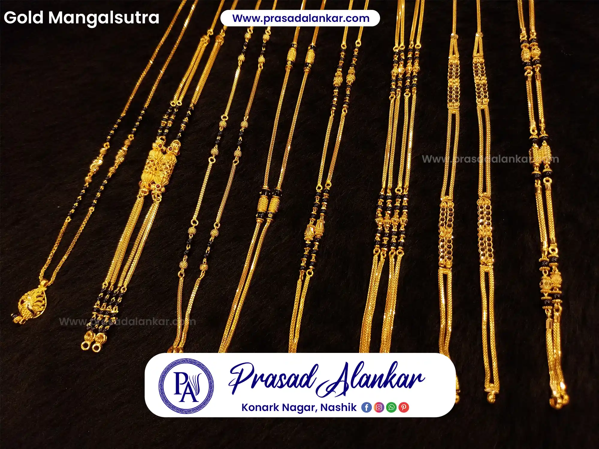 short mangalsutra designs, 10 gram gold mangalsutra designs with price, daily wear mangalsutra, gold mini ganthan, Prasad Alankar Jewellery shop in nashik panchvati