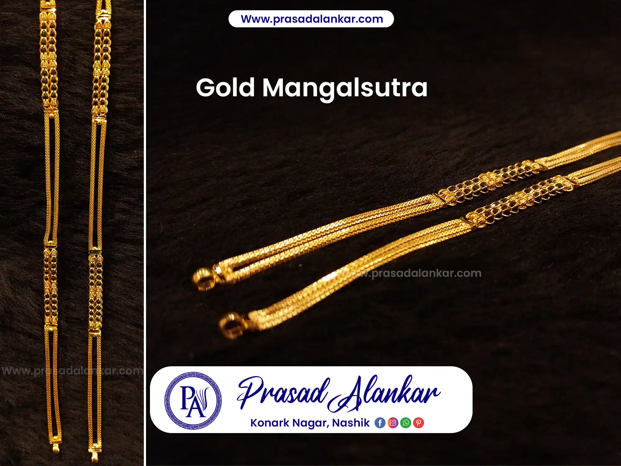 short mangalsutra designs, 10 gram gold mangalsutra designs with price, daily wear mangalsutra, gold mini ganthan, Prasad Alankar Jewellery shop in nashik panchvati