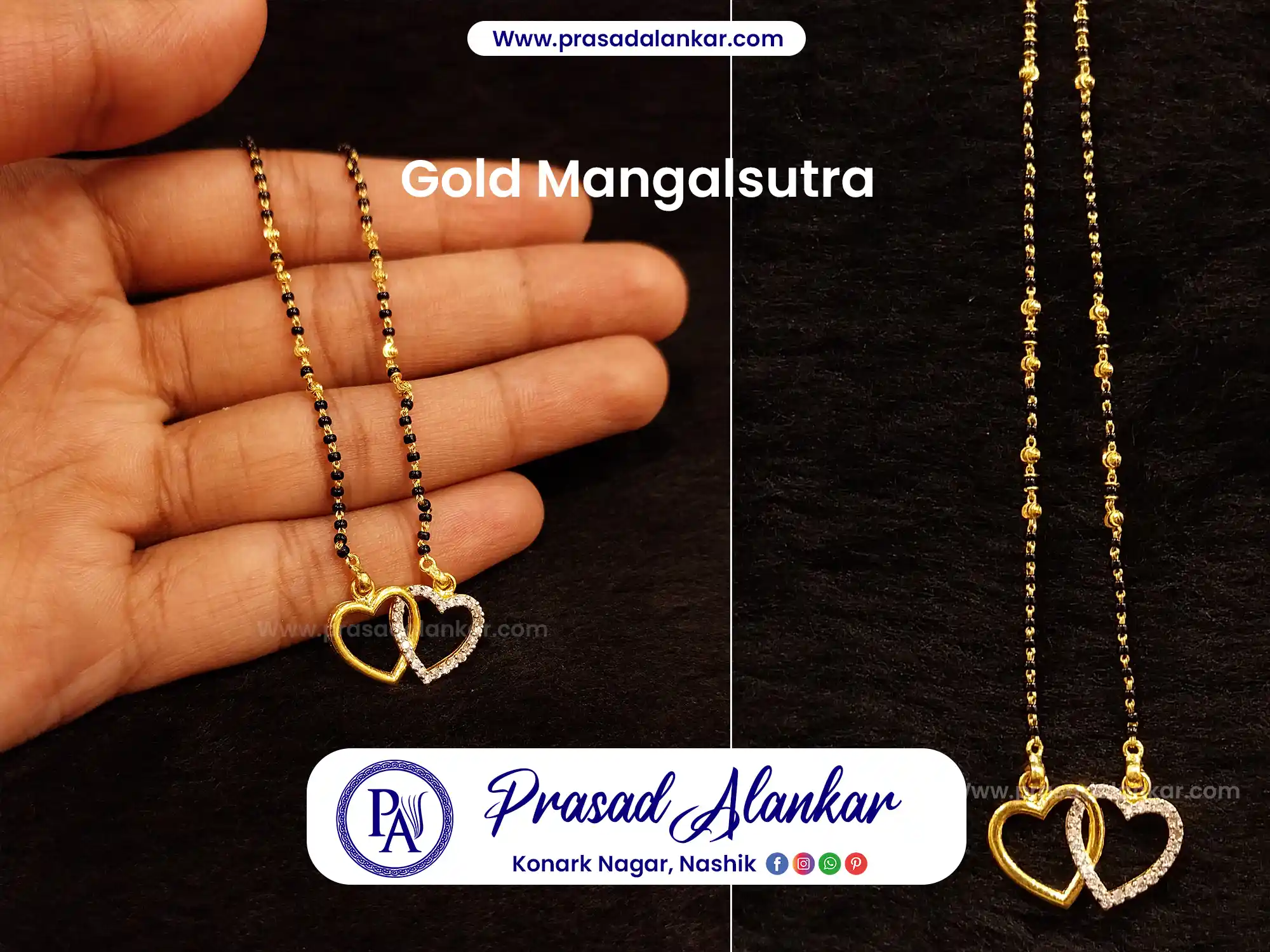 short mangalsutra designs, small mangalsutra designs, 5 gram gold mangalsutra designs with price, chhota mangalsutra, Prasad Alankar Jewellery Showroom in nashik