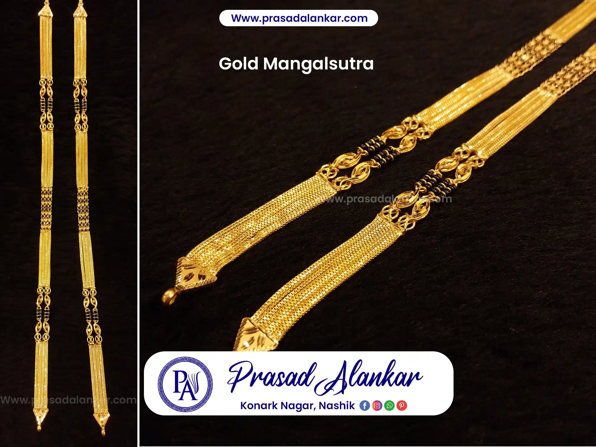 long mangalsutra designs,sone ka mangalsutra, heavy mangalsutra, bridal gold mangalsutra designs, ganthan designs gold, Prasad Alankar Jewelry shop in Nashik Road