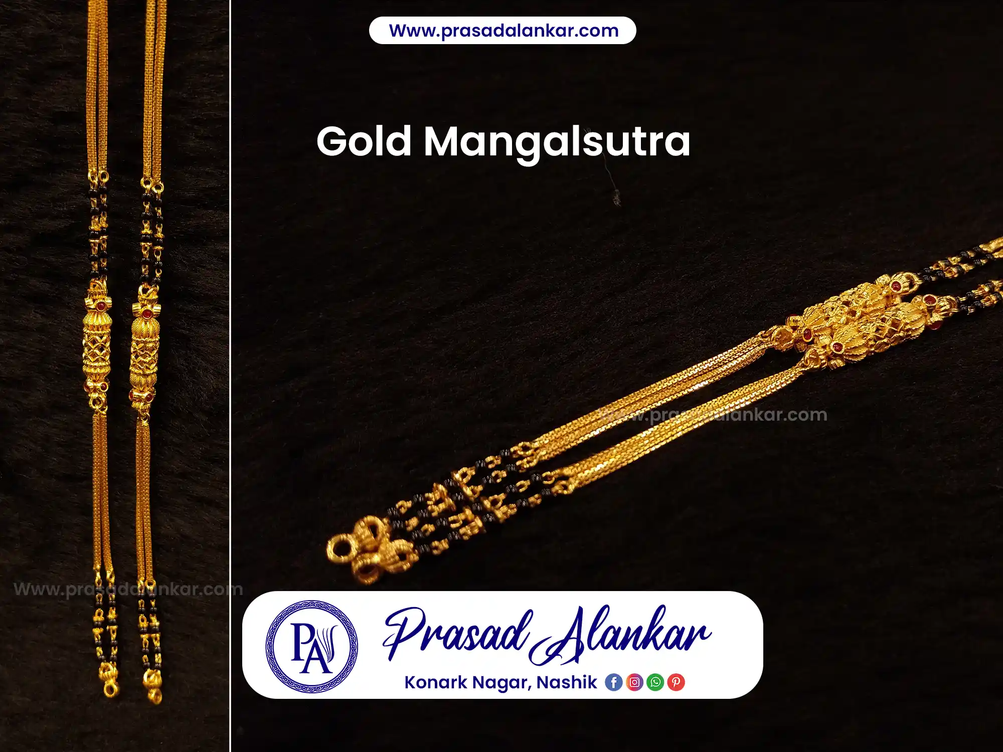 short mangalsutra designs, 10 gram gold mangalsutra designs with price, daily wear mangalsutra, gold mini ganthan, Prasad Alankar Jewellery shop in nashik panchvati