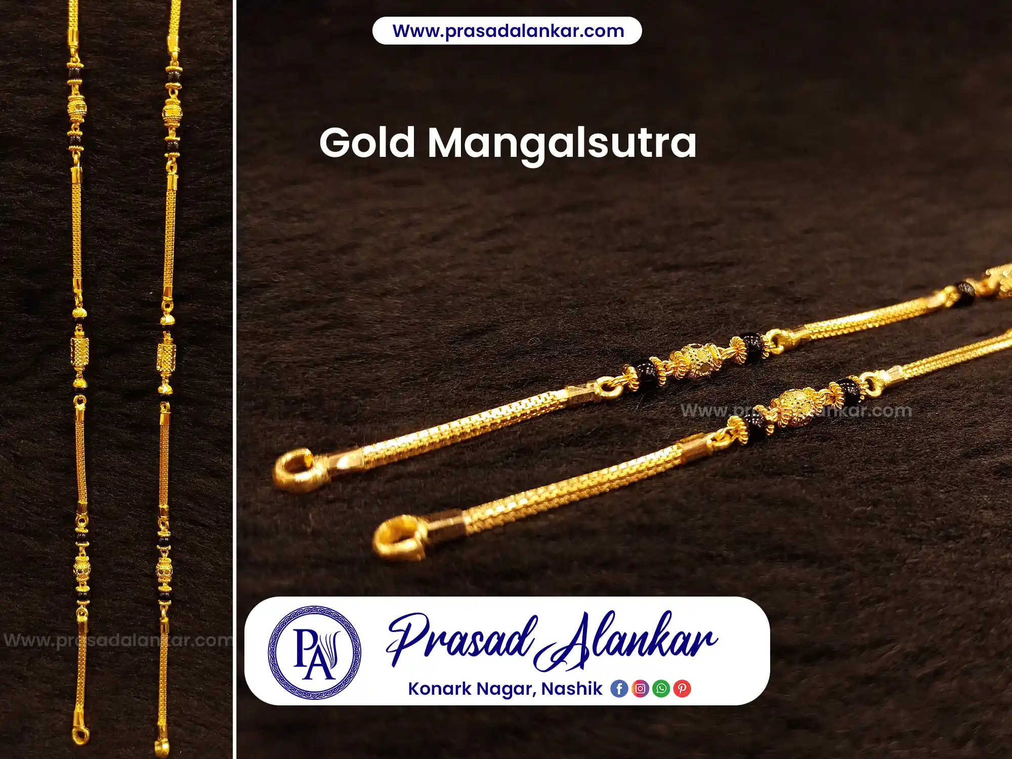 short mangalsutra designs, 10 gram gold mangalsutra designs with price, daily wear mangalsutra, gold mini ganthan, Prasad Alankar Jewellery shop in nashik panchvati