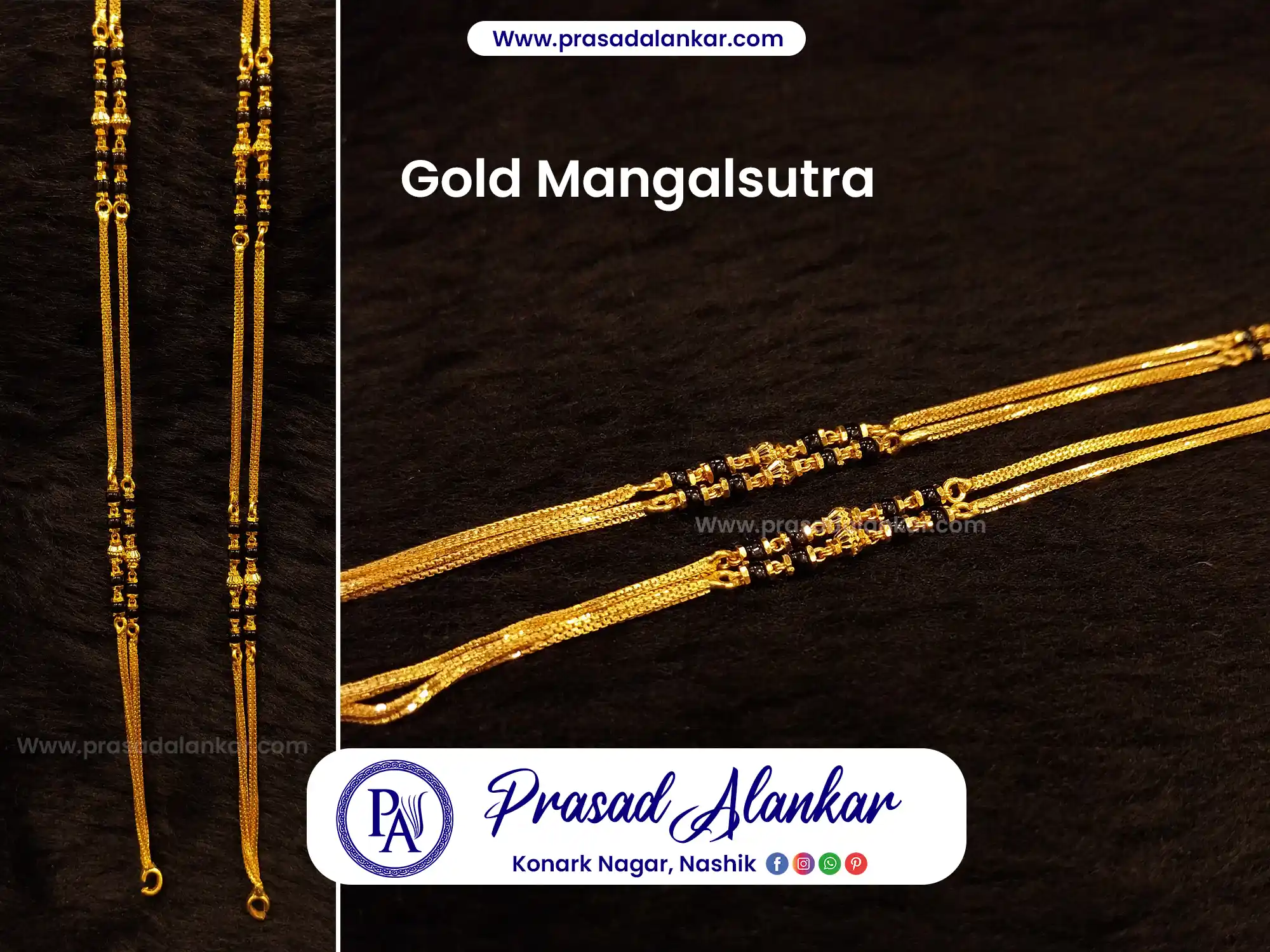 short mangalsutra designs, 10 gram gold mangalsutra designs with price, daily wear mangalsutra, gold mini ganthan, Prasad Alankar Jewellery shop in nashik panchvati