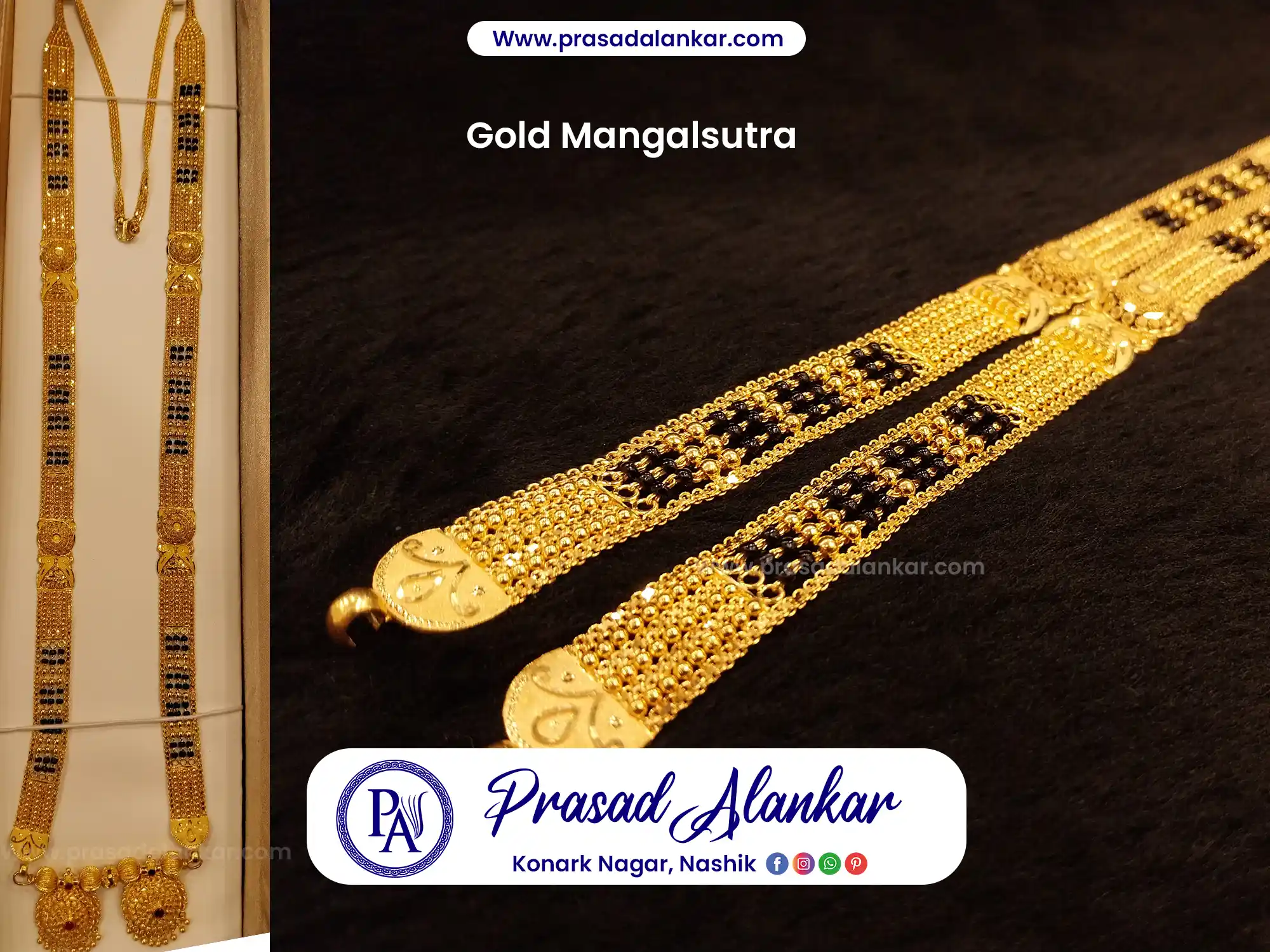 long mangalsutra designs,sone ka mangalsutra, heavy mangalsutra, bridal gold mangalsutra designs, ganthan designs gold, Prasad Alankar Jewelry shop in Nashik Road