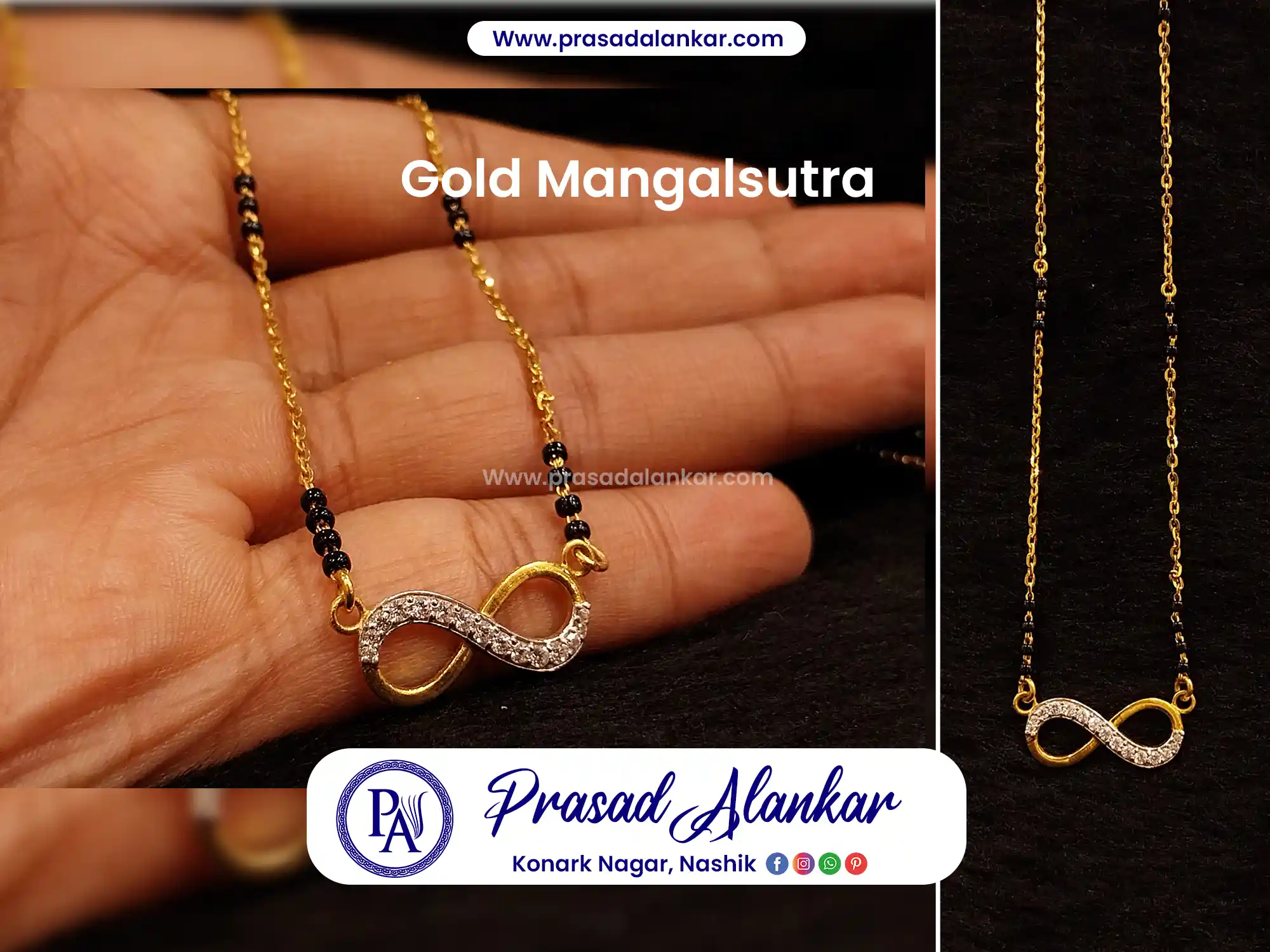 short mangalsutra designs, small mangalsutra designs, 5 gram gold mangalsutra designs with price, chhota mangalsutra, Prasad Alankar Jewellery Showroom in nashik